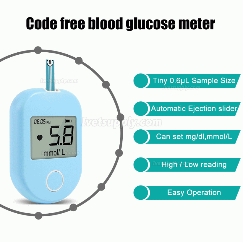 Vet Veterinary OLED Digital Sugar Level Test Device Pets Blood Glucose Diabetes Meter